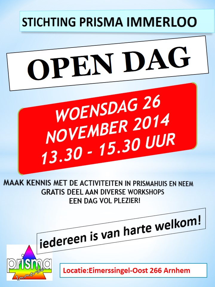 Opendag Stichting Prisma Immerloo – 26 November