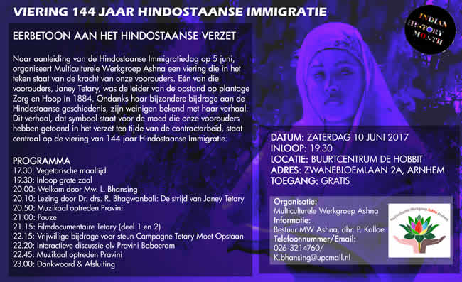 Viering 144 jaar Hindostaanse immigratie in teken van verzet